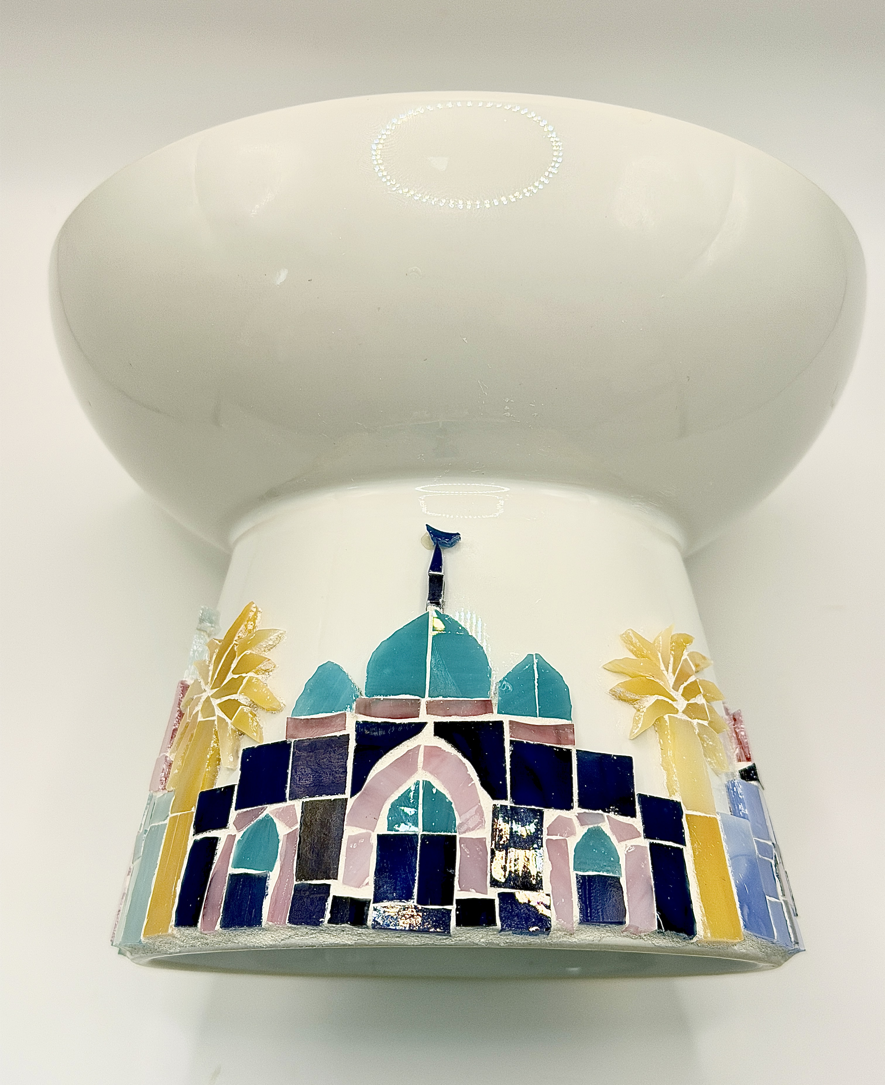 The Medina Bowl — teal white and silver mosaic tilework